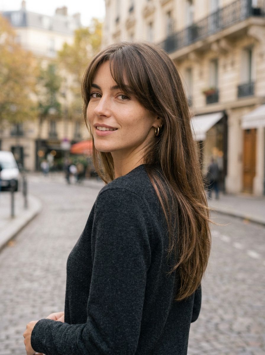V Haarschnitt mit Curtain Bangs - V Haarschnitt lange Haare